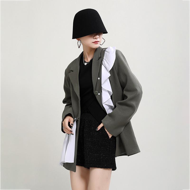 Marigold Shadows coats Tomoni Long Sleeve Irregular Blazer