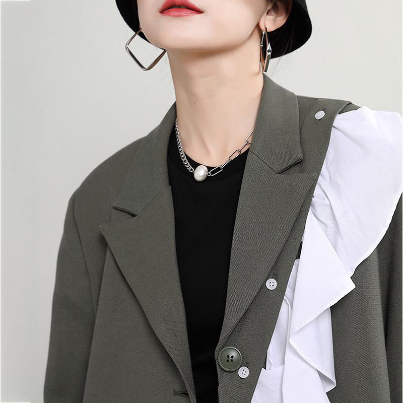 Marigold Shadows coats Tomoni Long Sleeve Irregular Blazer