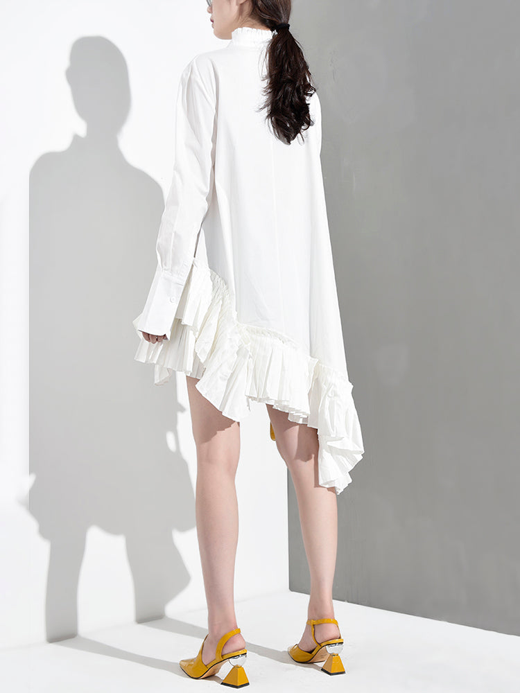 Marigold Shadows Dress Akihiko Long Sleeve Irregular Shirt Dress