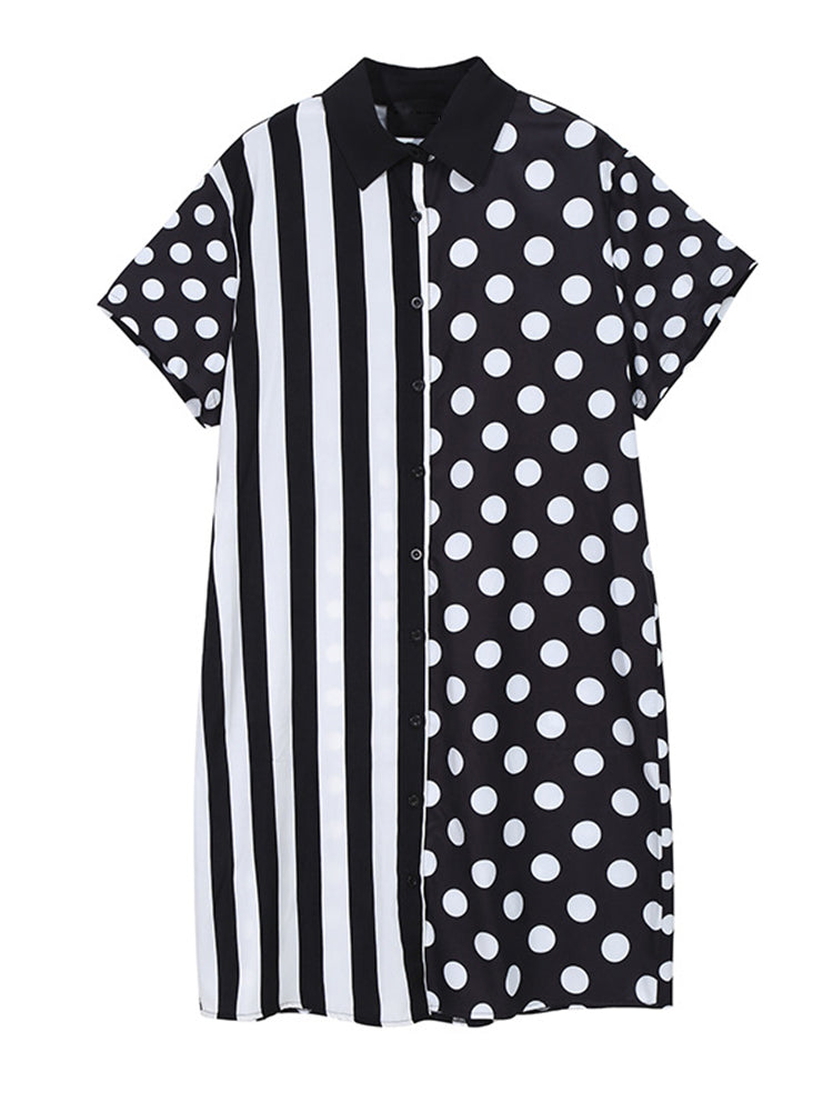 Marigold Shadows Dresses Annie Stripe Dot - Short Sleeve Dress