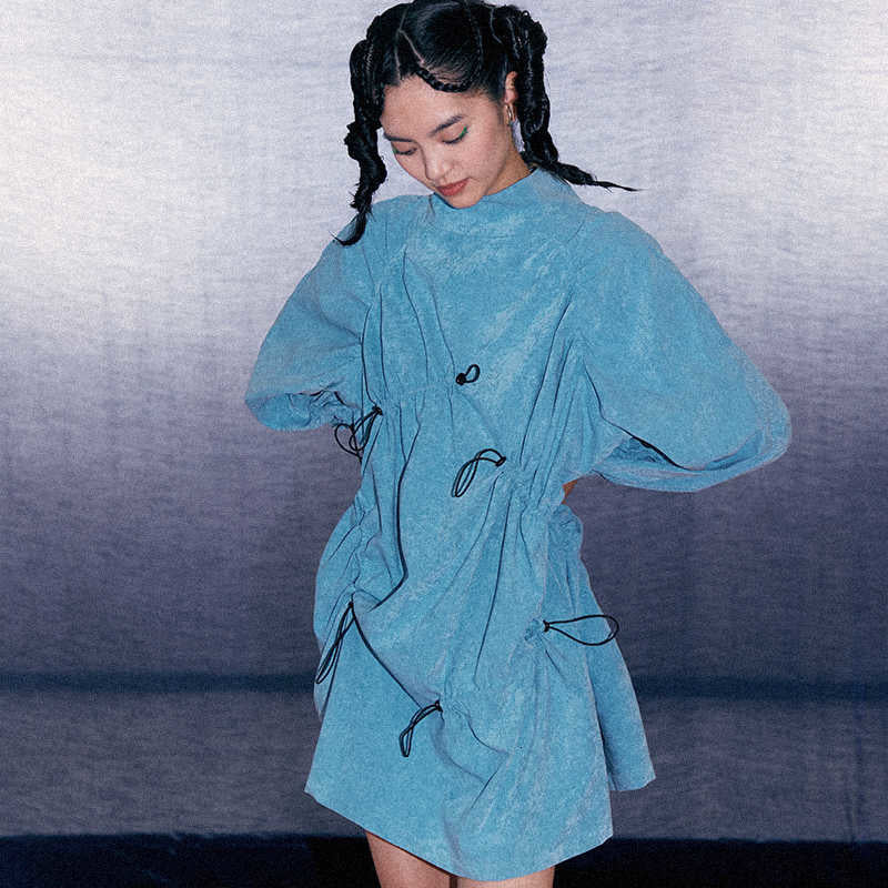 Marigold Shadows dresses Ayano Drawstring Long Sleeve Dress