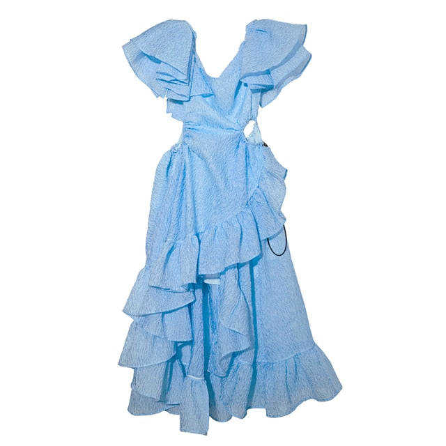 Marigold Shadows dresses Danno Hollow Out Irregular Ruffle Dress