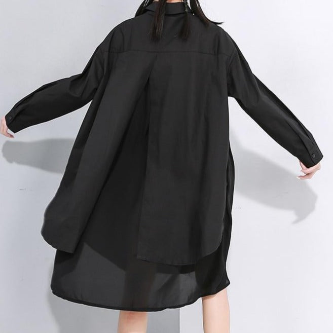 Marigold Shadows dresses Kaiyo Asymmetrical Long Sleeve Shirt Dress