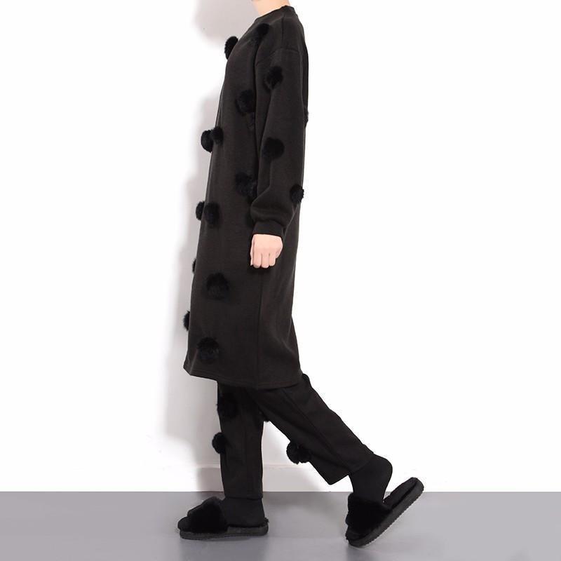 Marigold Shadows dresses Karr Puff Sweater Dress - Black
