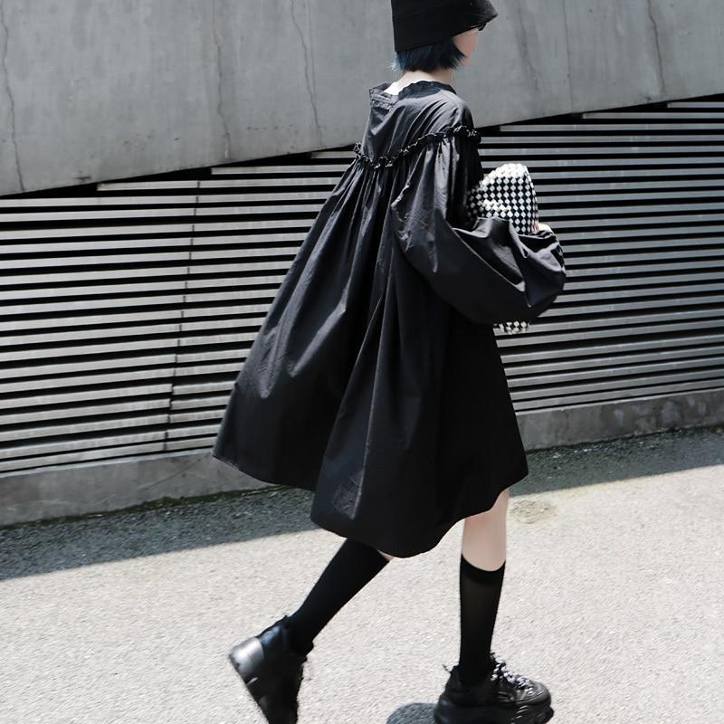 Marigold Shadows dresses Keiko Pleated V-Neck Shirt Dress - Black