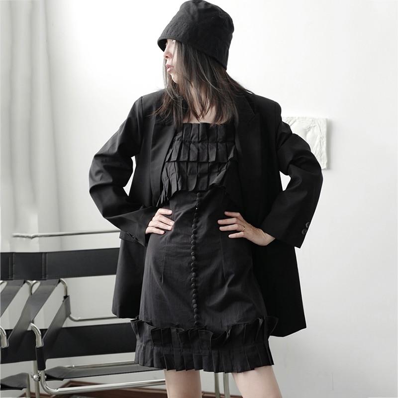 Marigold Shadows dresses Masaru Off Shoulder Ruffled Pleated Dress - Black