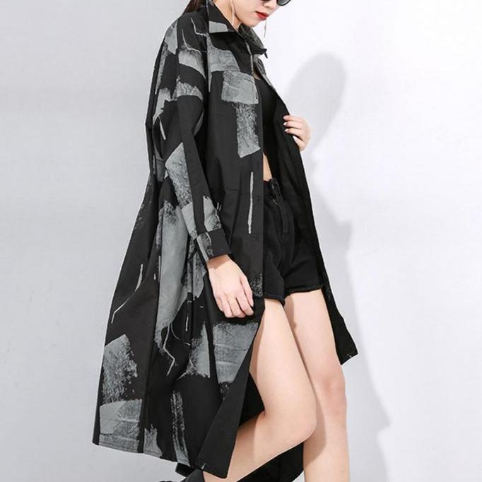 Marigold Shadows dresses Mirei Asymmetrical Loose Shirt Dress - Black