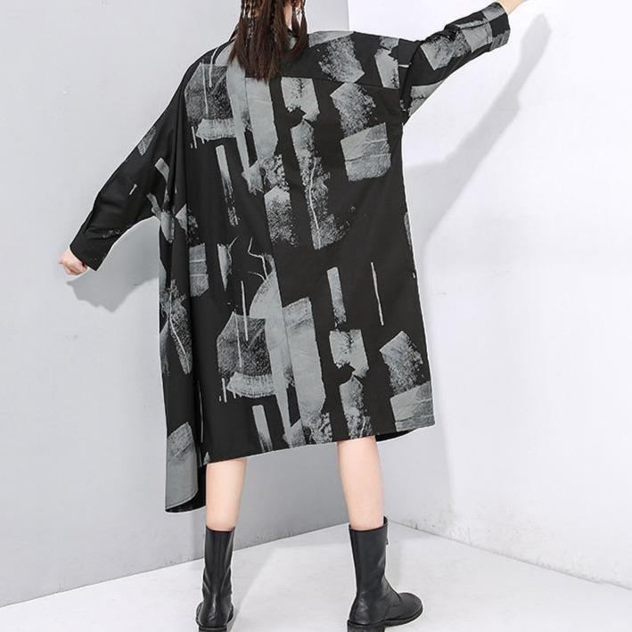 Marigold Shadows dresses Mirei Asymmetrical Loose Shirt Dress - Black