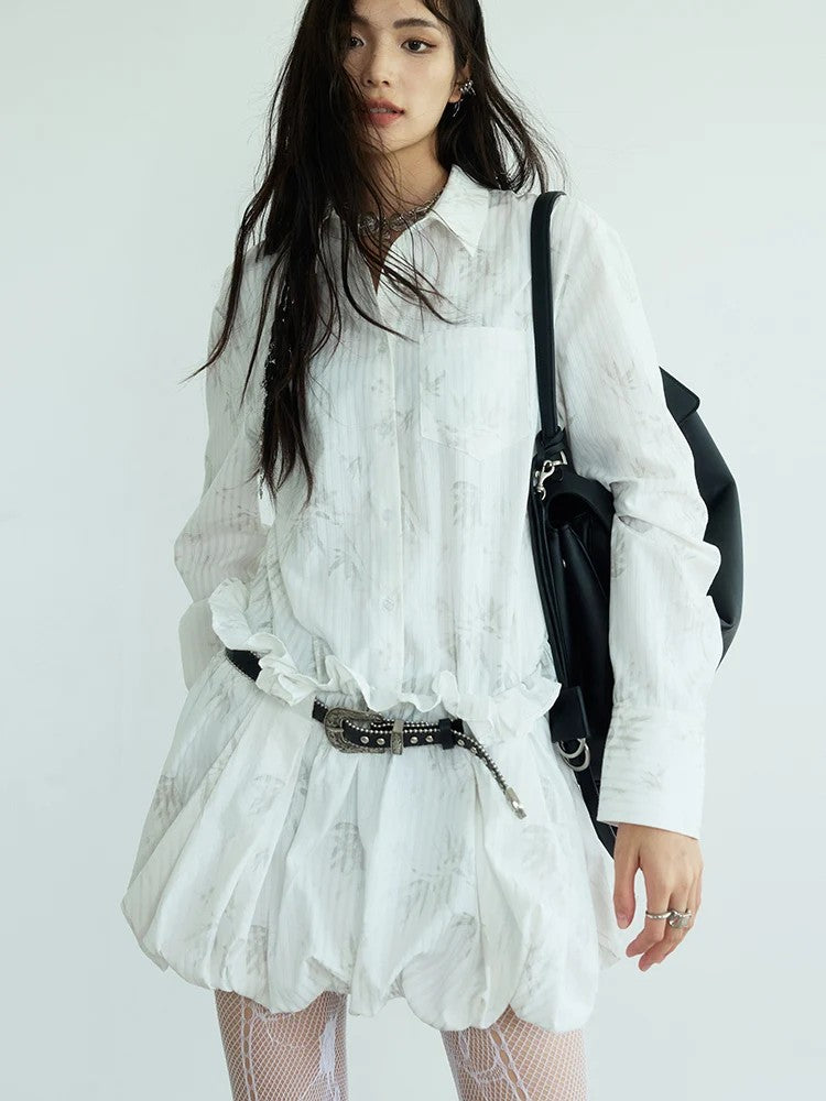 Marigold Shadows Dresses *** Peechu Button Up Puff Dress