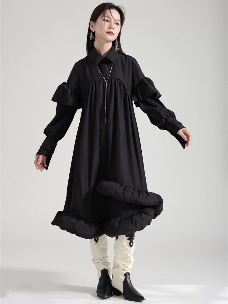 Marigold Shadows Dresses Plufey Long Sleeve Puff Dress - Black