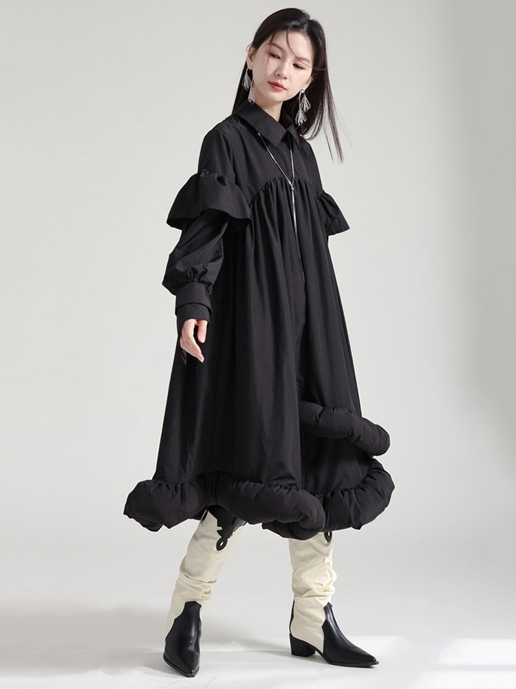 Marigold Shadows Dresses Plufey Long Sleeve Puff Dress - Black