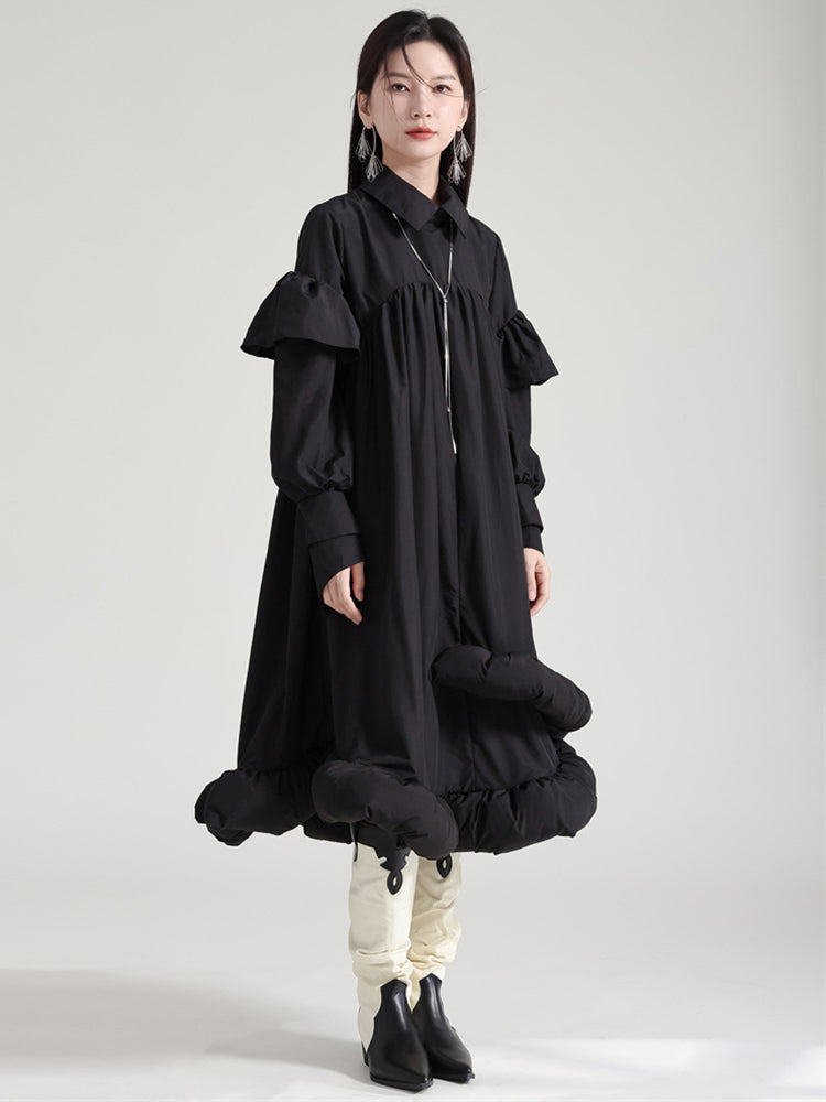 Marigold Shadows Dresses Plufey Long Sleeve Puff Dress - Black