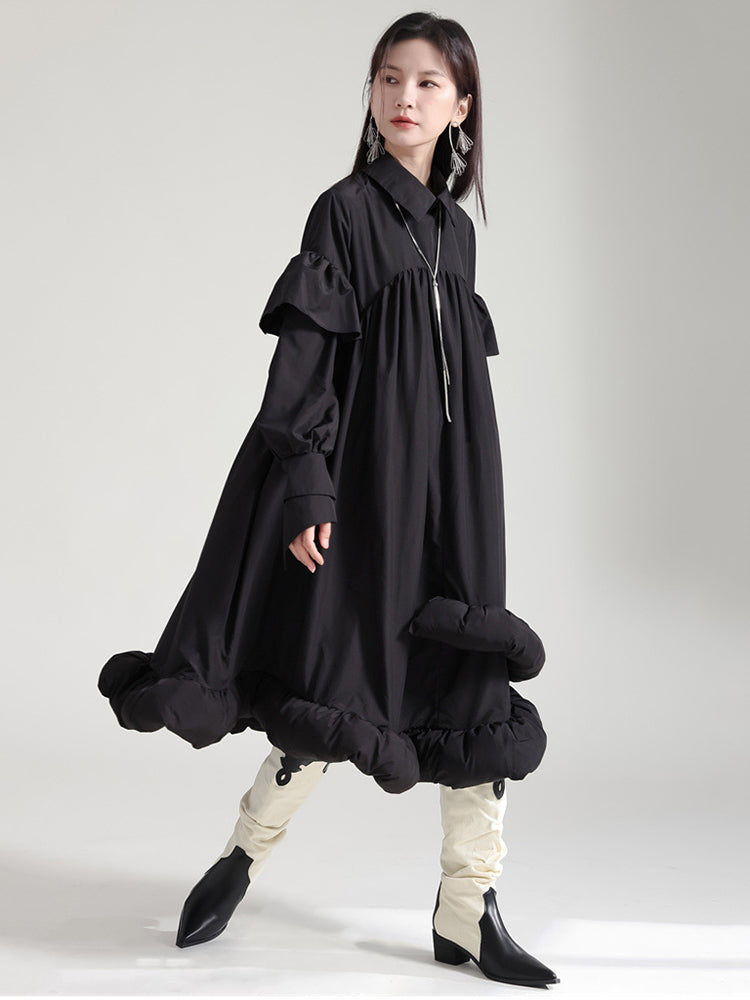 Marigold Shadows Dresses Plufey Long Sleeve Puff Dress - Black