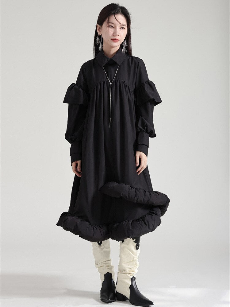 Marigold Shadows Dresses Plufey Long Sleeve Puff Dress - Black