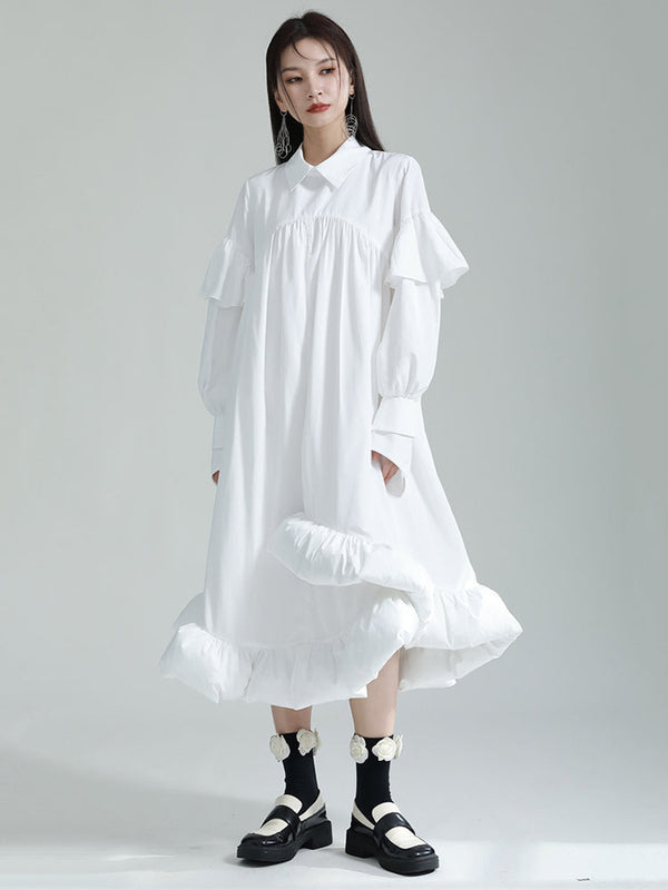 Marigold Shadows Dresses Plufey Long Sleeve Puff Dress - White