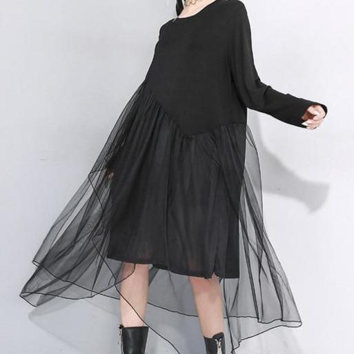 Marigold Shadows dresses Sakura Asymmetrical Mesh Dress - Black