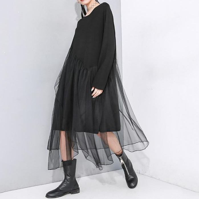 Sakura Asymmetrical Mesh Dress - Black – Marigold Shadows