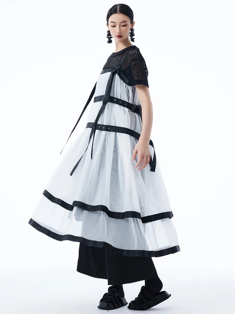 Marigold Shadows Dresses *** Sarigossion Sheer Layered Dress