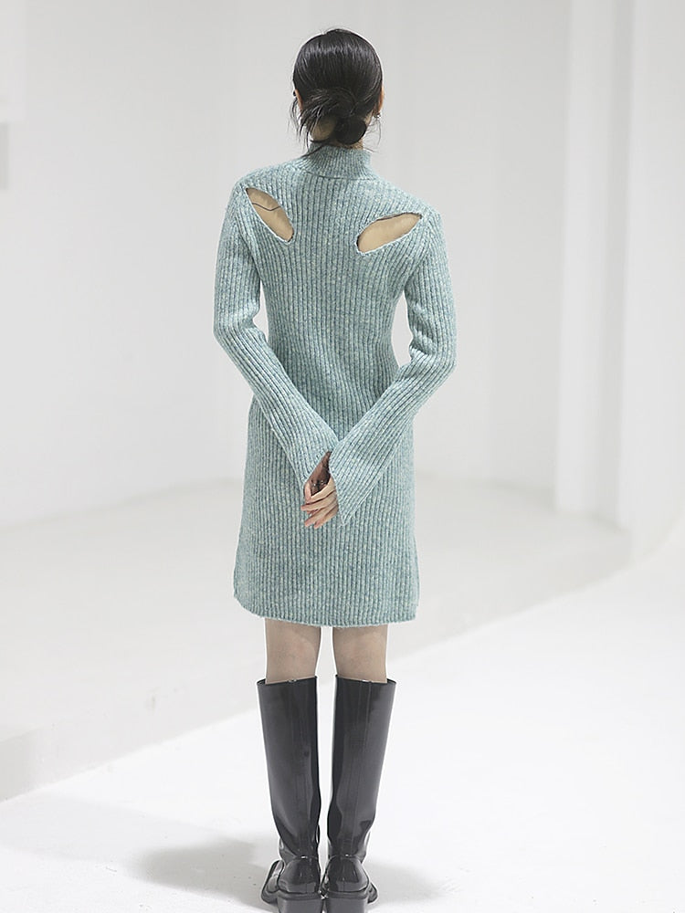 Marigold Shadows Dresses Seem Cutout Sweater Dress