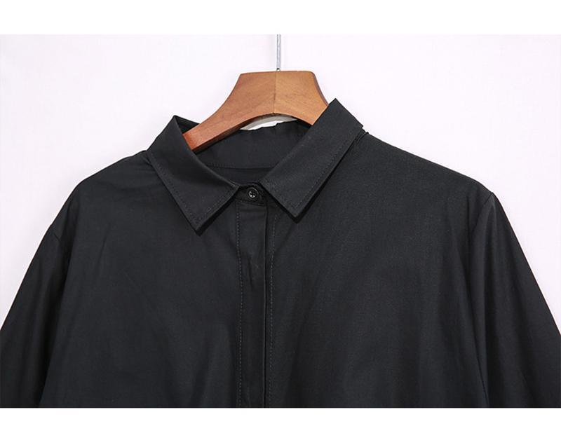Marigold Shadows dresses Someina Asymmetrical Long Sleeve Shirt Dress - Black