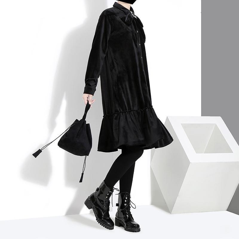 Marigold Shadows dresses Zion Velvet Pretty Dress - Black
