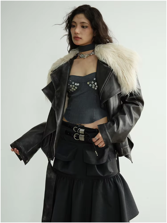 Marigold Shadows Harshra Belted Motorcycle Jacket