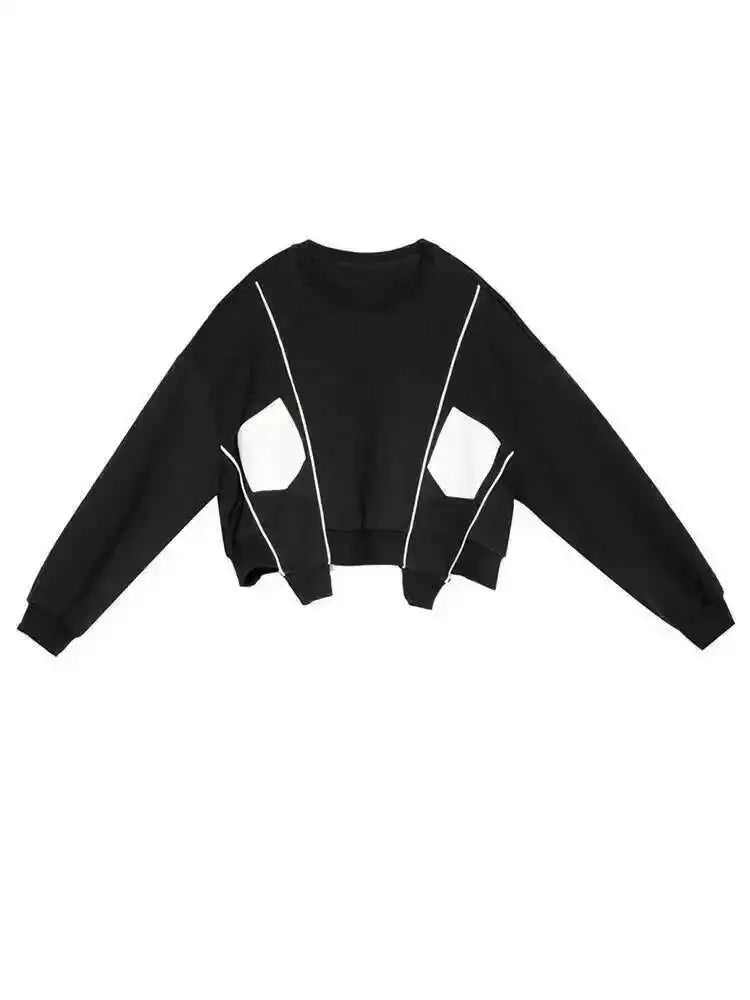 Marigold Shadows Hoodies, Sweaters & Sweatshirts Deekee Striped Pocket Sweatshirt - Black