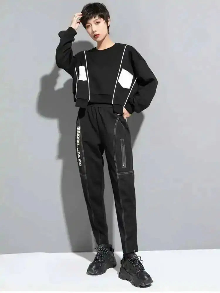 Marigold Shadows Hoodies, Sweaters & Sweatshirts Deekee Striped Pocket Sweatshirt - Black