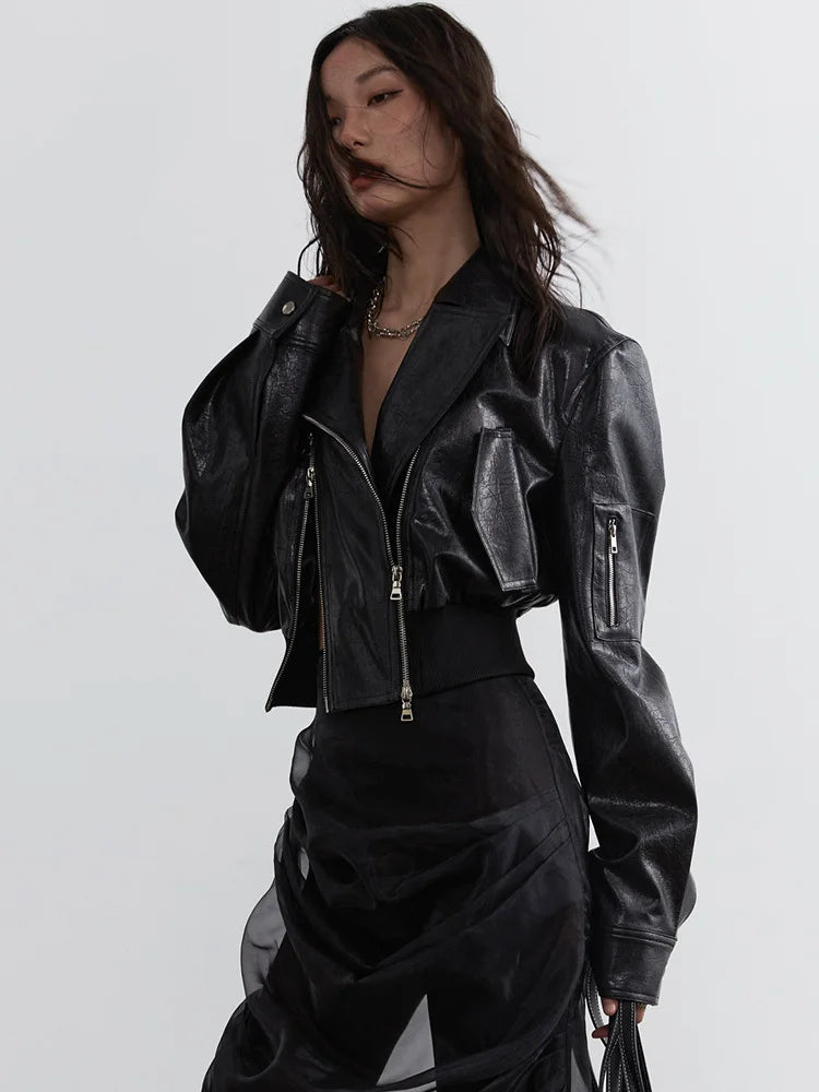 Marigold Shadows Jackets Bataduh Vegan Leather Zipper Jacket