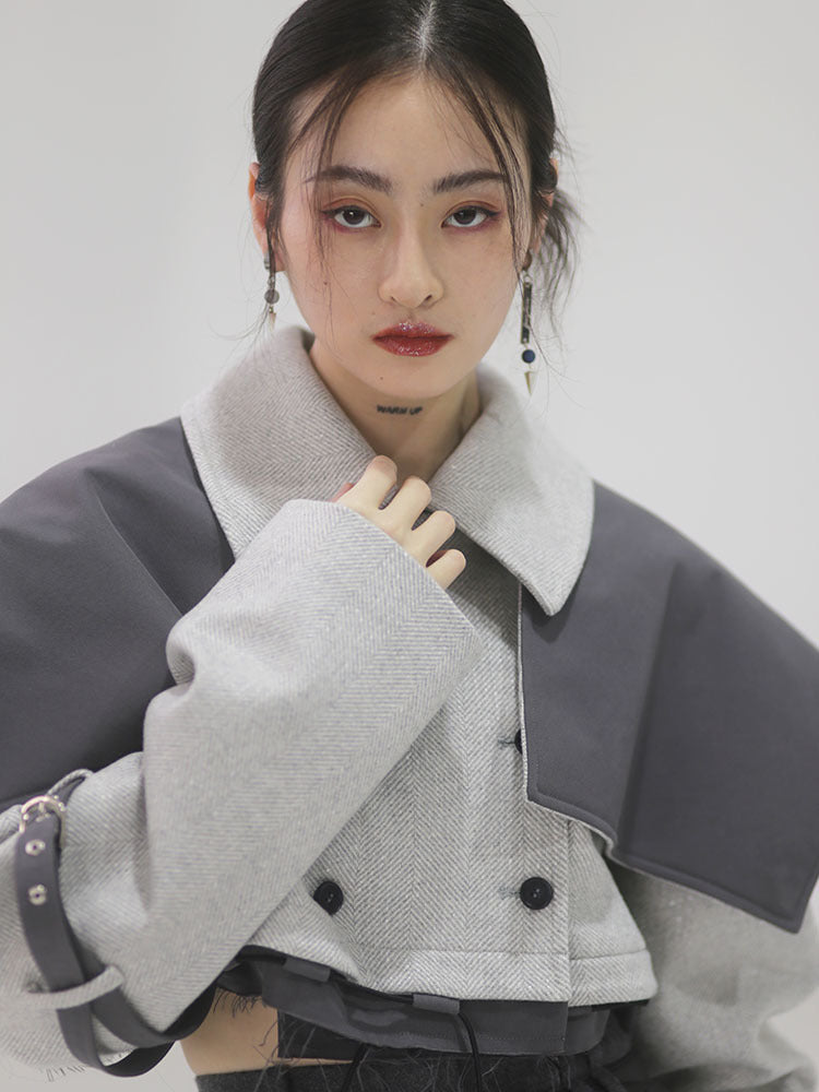 Marigold Shadows Jackets Choe Color Block Crop Jacket