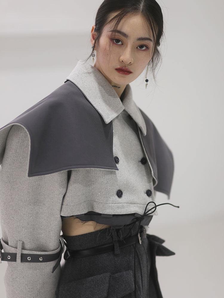 Marigold Shadows Jackets Choe Color Block Crop Jacket