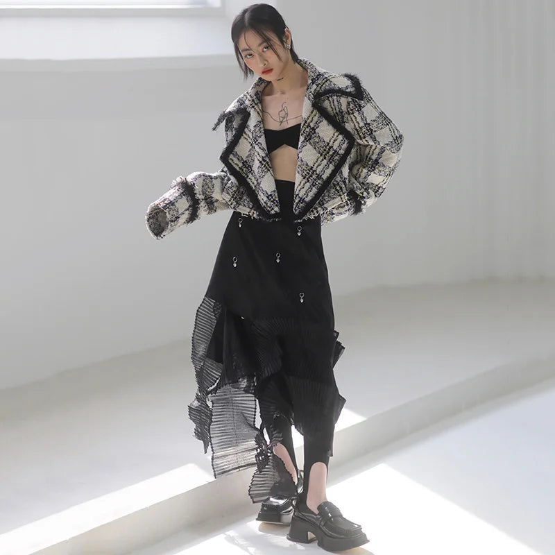 Marigold Shadows Jackets Dionne Plaid Cropped Jacket