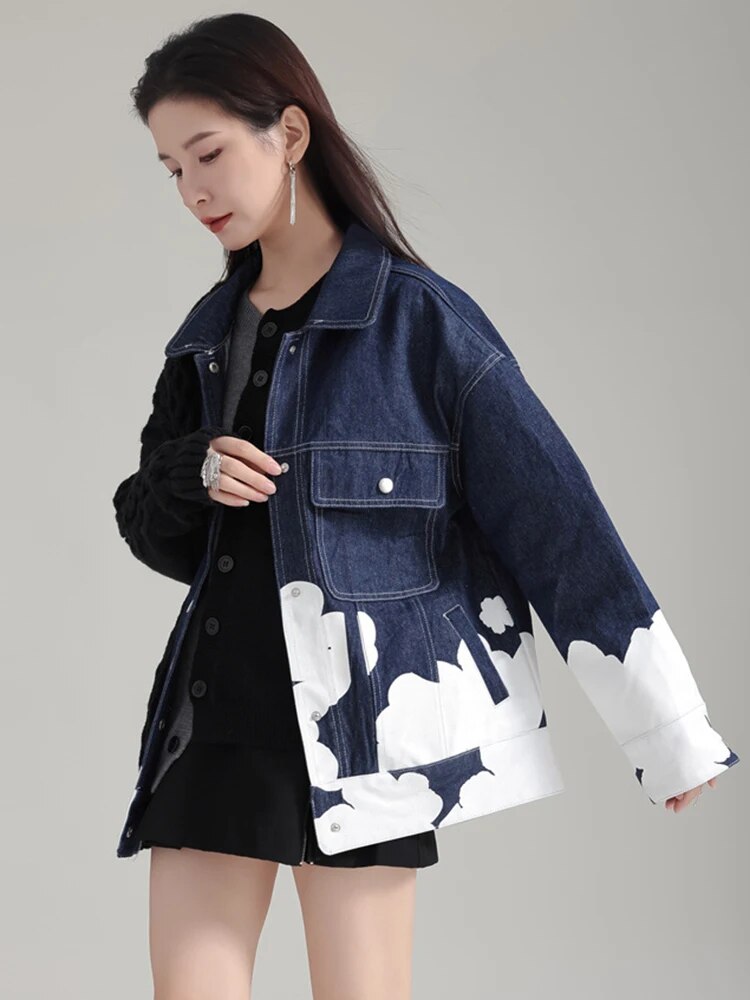 Marigold Shadows Jackets Hunna Irregular Denim Knit Jacket - Black