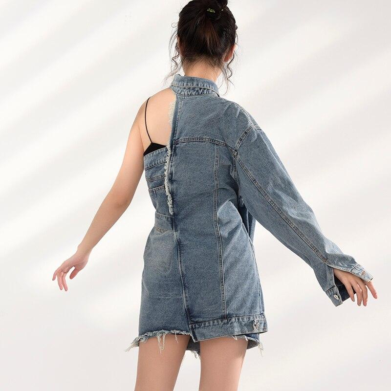 Marigold Shadows jackets Ichika One Sided Long Sleeve Denim Jacket Dress Set