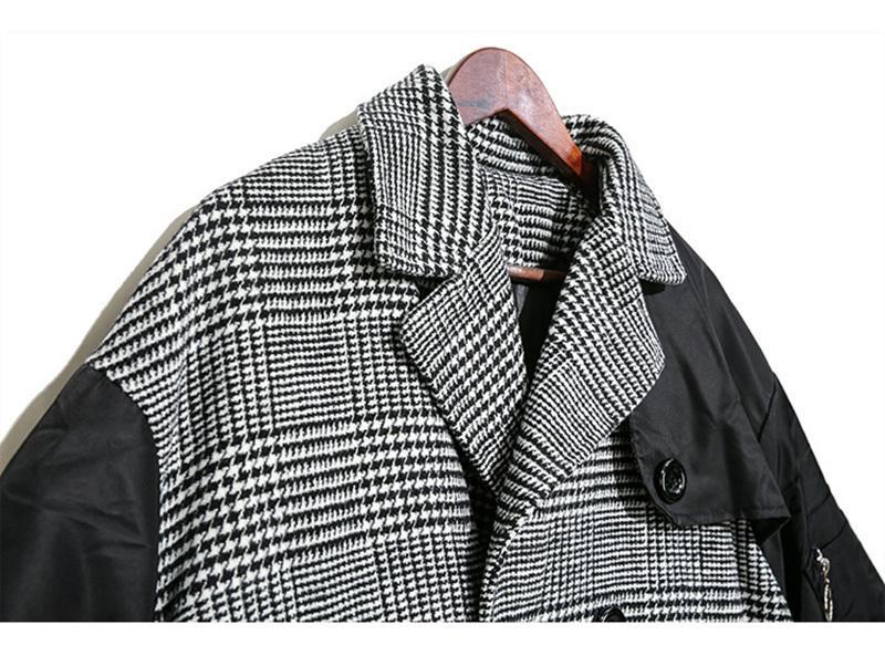 Marigold Shadows jackets Mao Plaid Double Breasted Collared Jacket