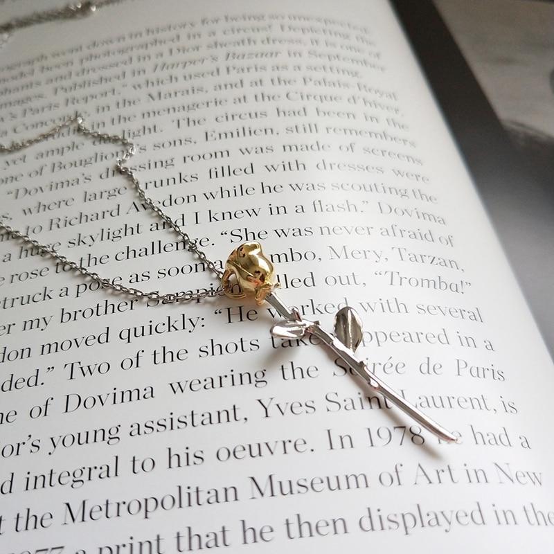 Marigold Shadows jewelry Azu Thorny Rose Pendant Necklace - Silver