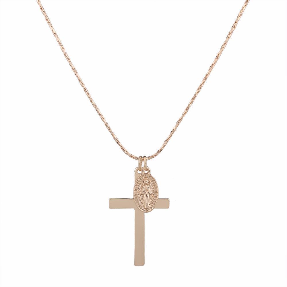 Marigold Shadows jewelry Eutychus Saint Cross Necklace - Gold