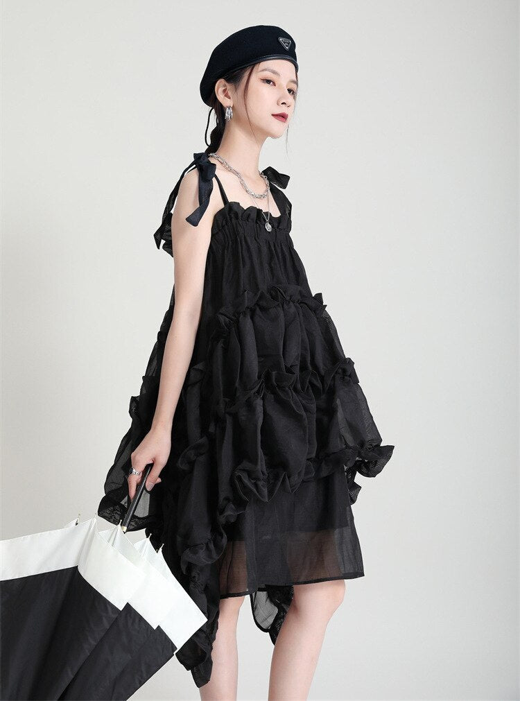 Marigold Shadows Kaisho Irregular Ruffle Dress