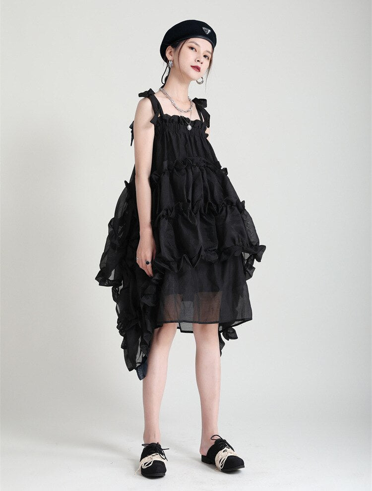 Marigold Shadows Kaisho Irregular Ruffle Dress