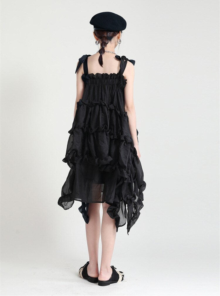 Marigold Shadows Kaisho Irregular Ruffle Dress