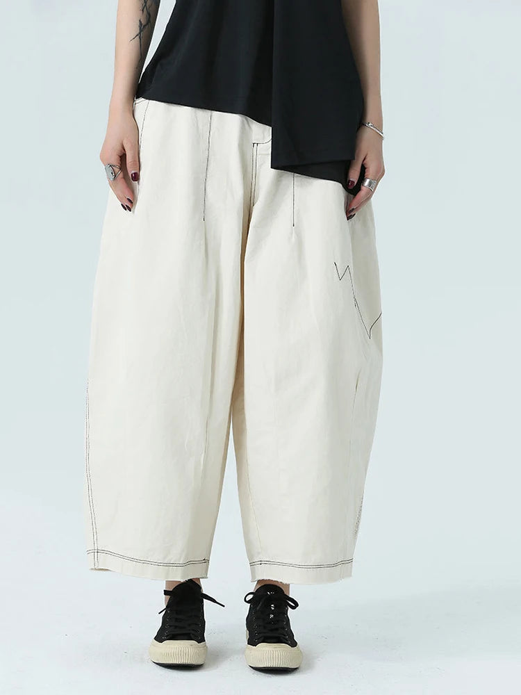 Marigold Shadows Pants Bolohus Topstitched Wide Leg Pants