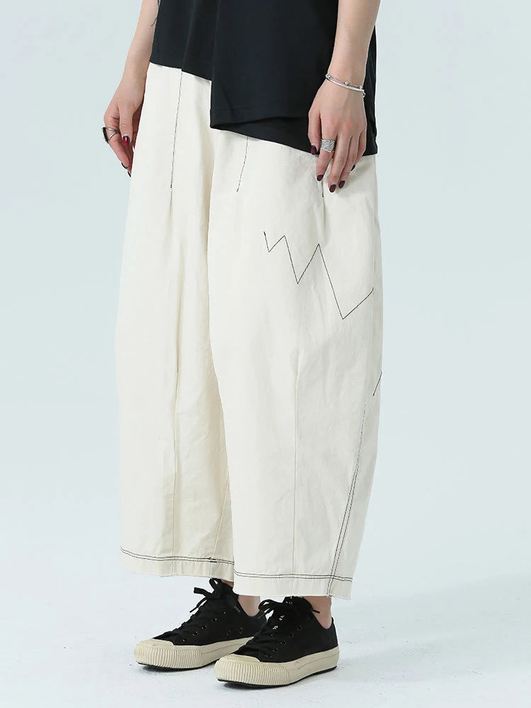 Marigold Shadows Pants Bolohus Topstitched Wide Leg Pants