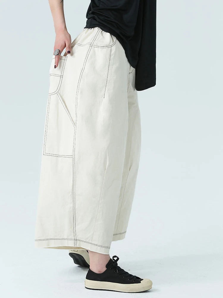 Marigold Shadows Pants Bolohus Topstitched Wide Leg Pants