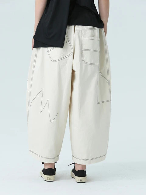 Marigold Shadows Pants Bolohus Topstitched Wide Leg Pants