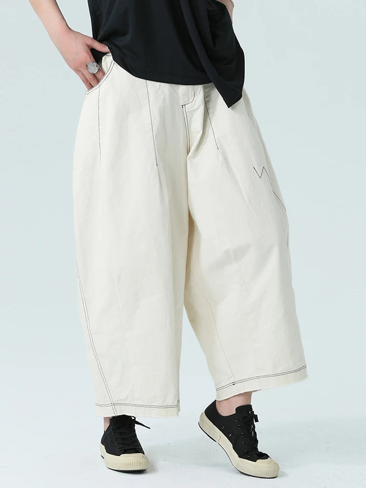 Marigold Shadows Pants Bolohus Topstitched Wide Leg Pants