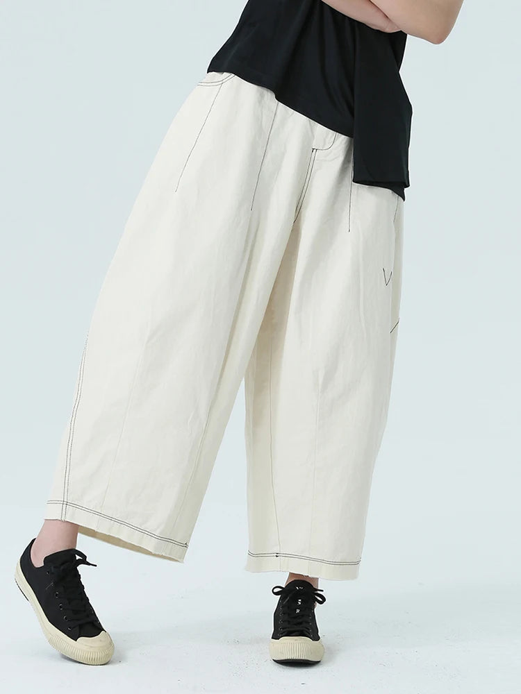 Marigold Shadows Pants Bolohus Topstitched Wide Leg Pants