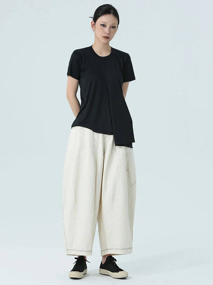 Marigold Shadows Pants Bolohus Topstitched Wide Leg Pants