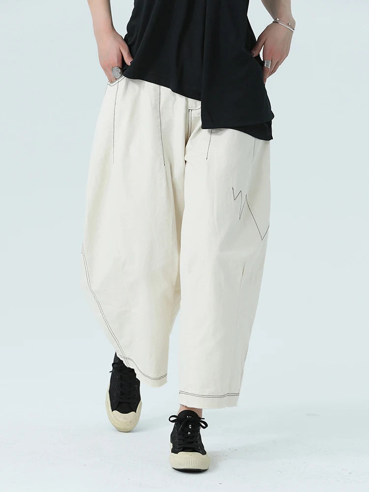 Marigold Shadows Pants Bolohus Topstitched Wide Leg Pants