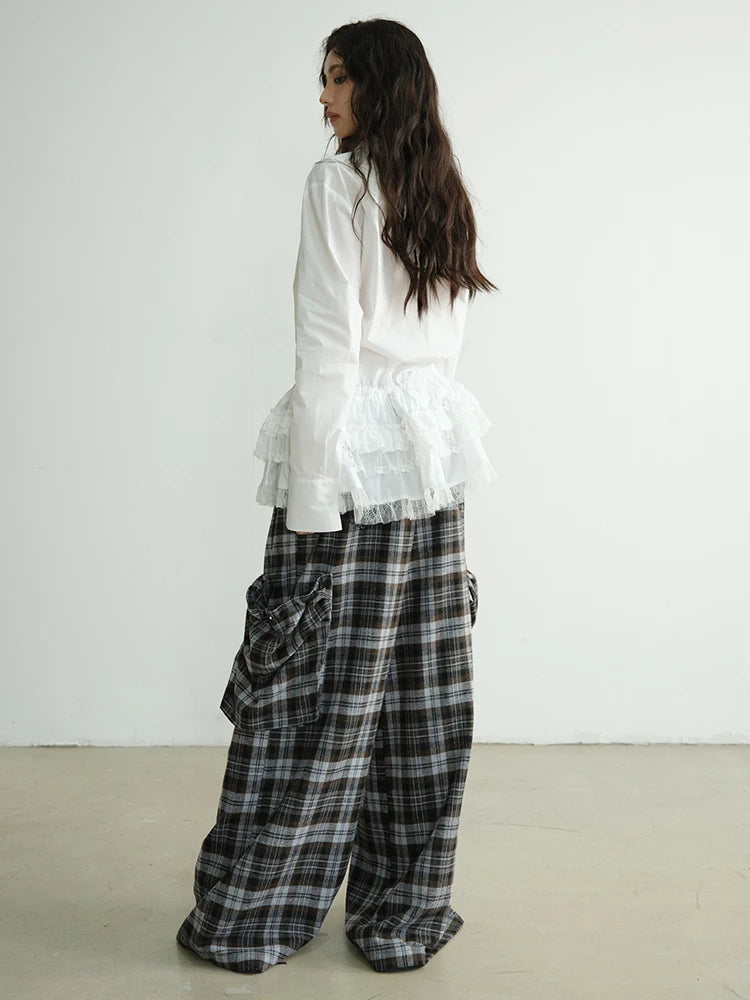 Marigold Shadows Pants Docter Plaid Cargo Pocket Pants