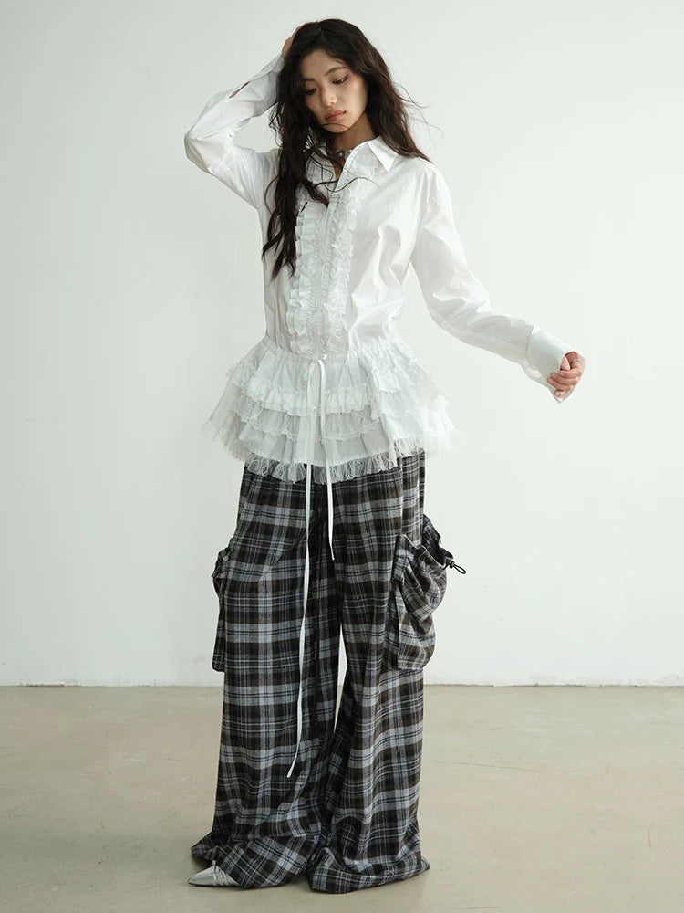 Marigold Shadows Pants Docter Plaid Cargo Pocket Pants